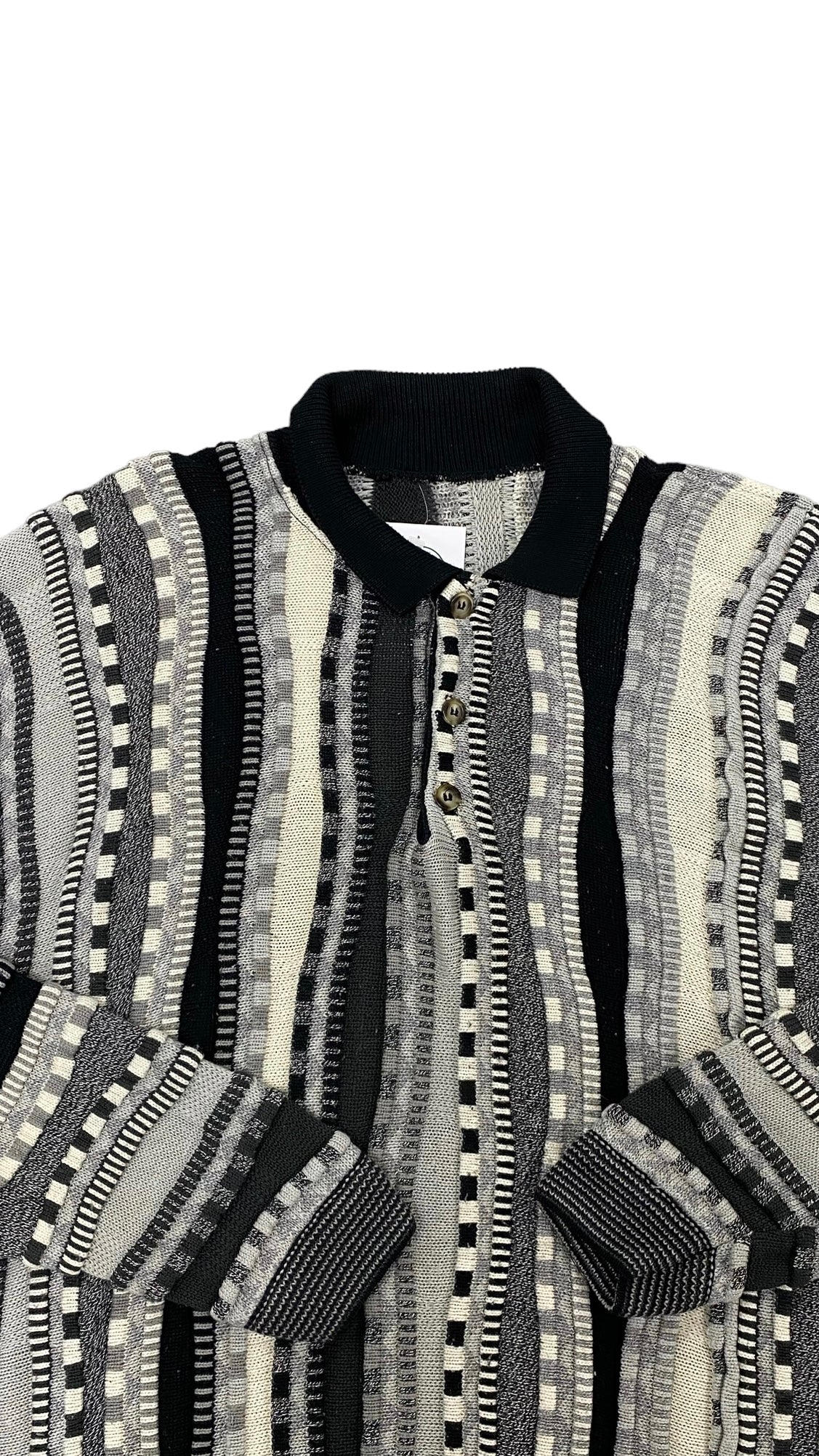 90's 3D 1/4 Button Collard Knit