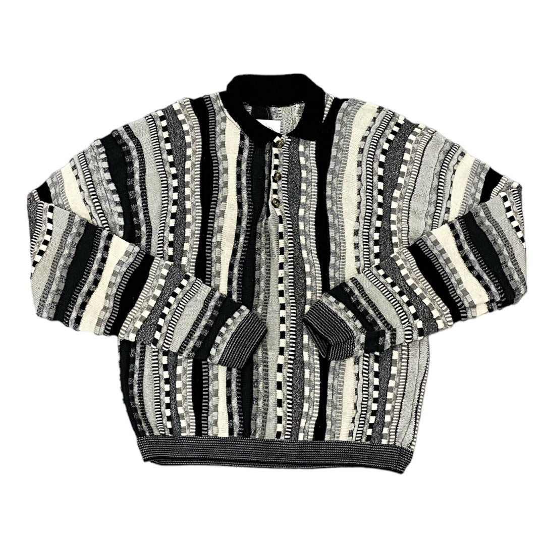 90's 3D 1/4 Button Collard Knit