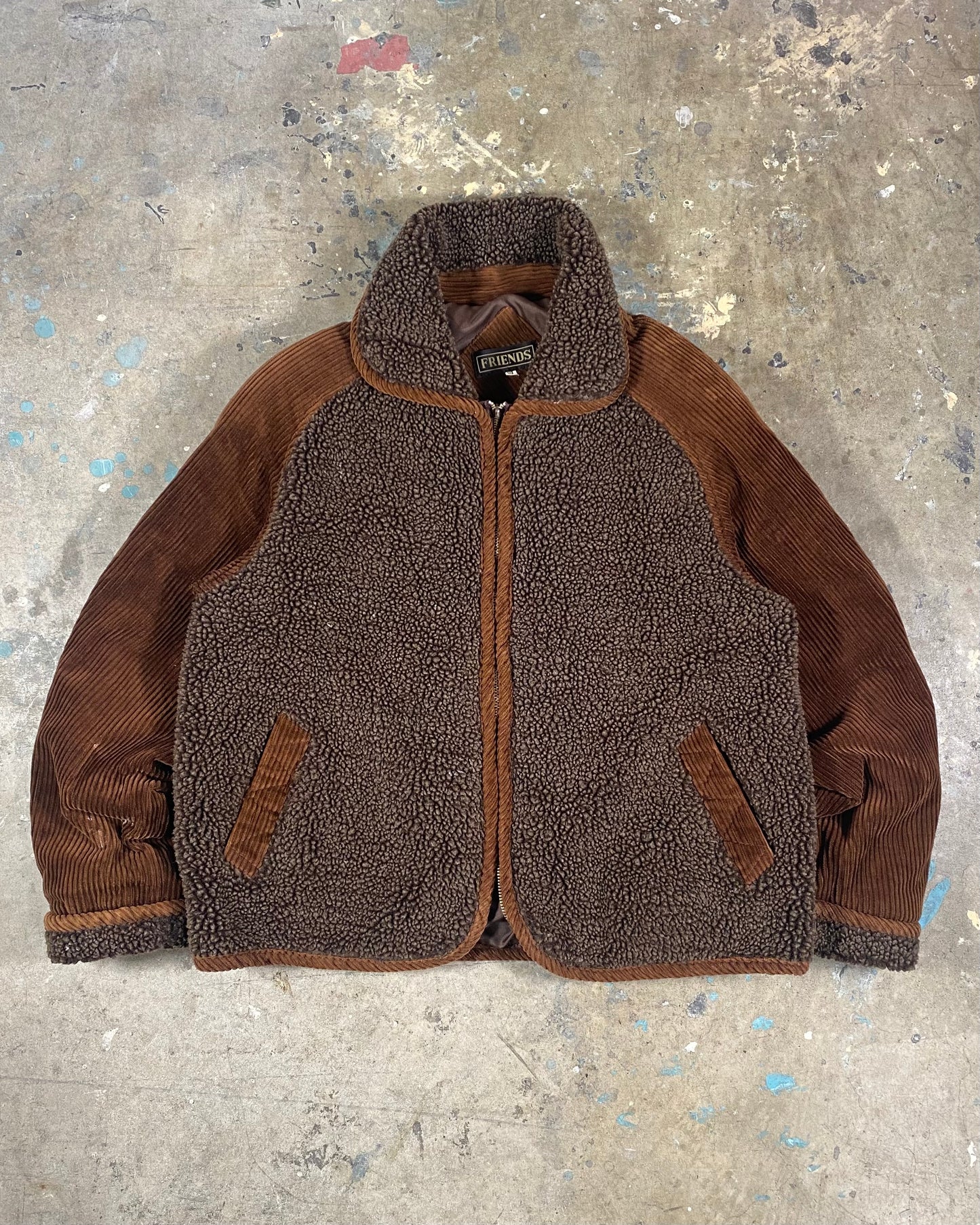 Cord x Teddy Two Tone Brown Zip Up (XL)