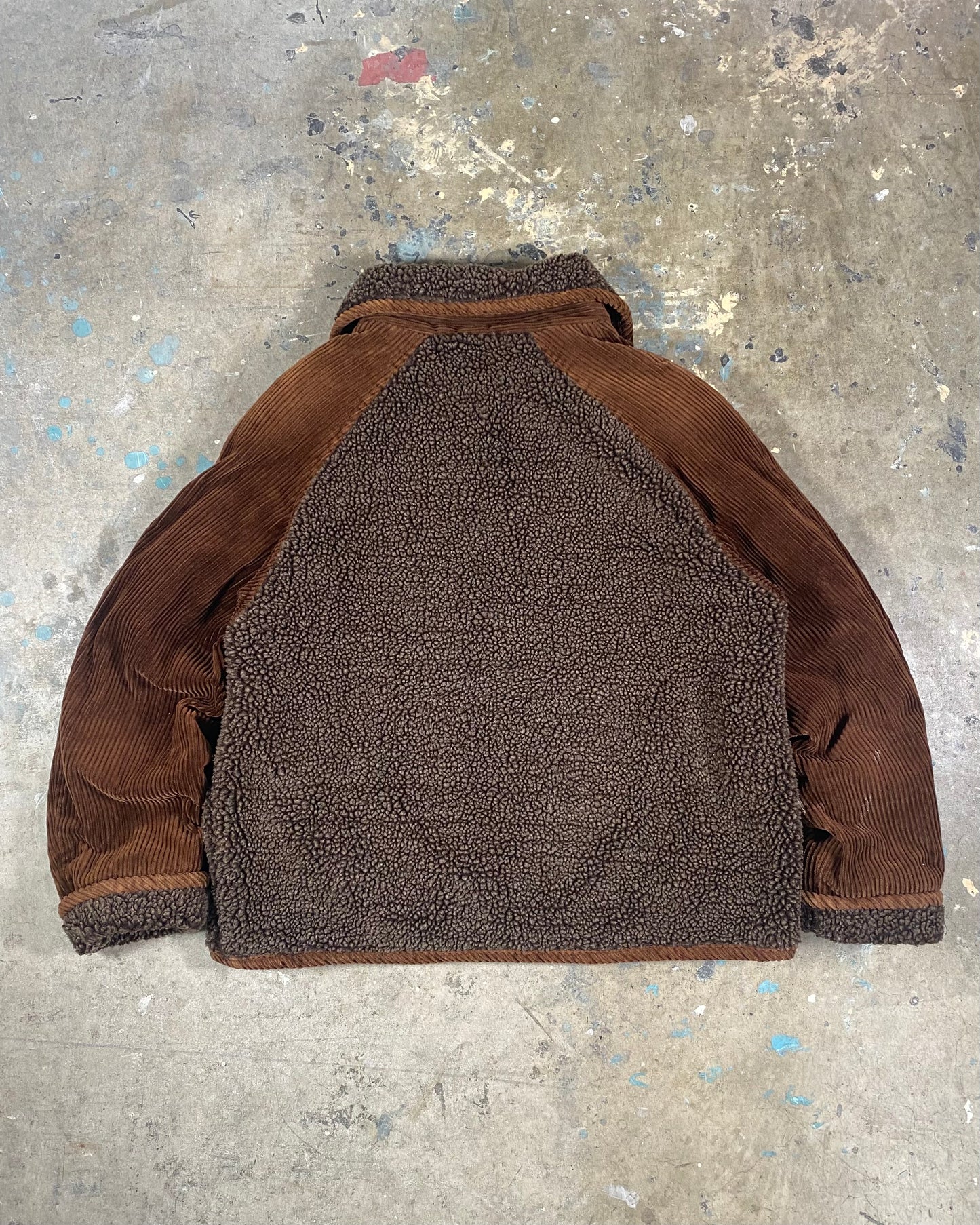 Cord x Teddy Two Tone Brown Zip Up (XL)