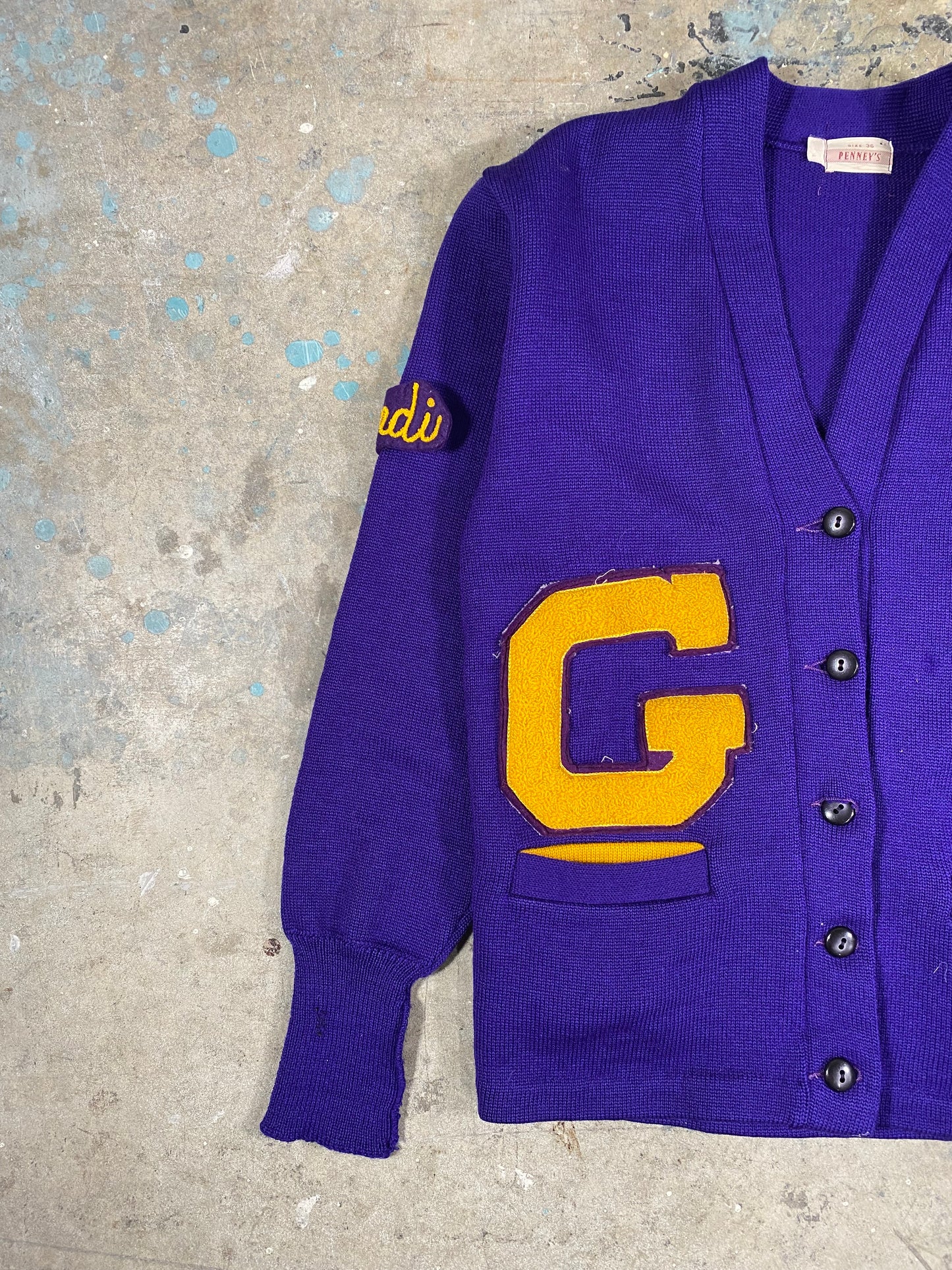 70's Purple Varsity Cardigan (M)