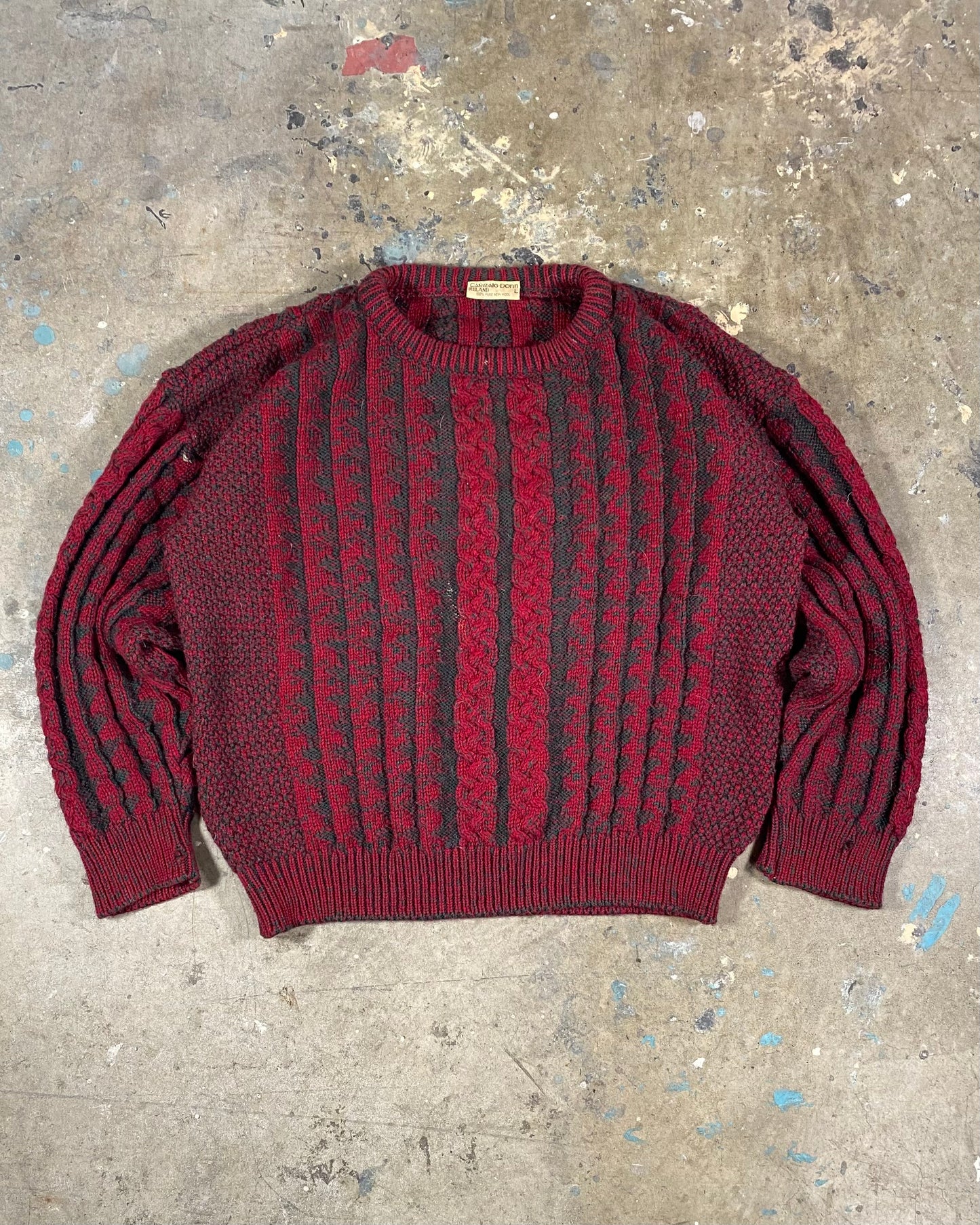 100% Wool 3D Cable Knit (L)