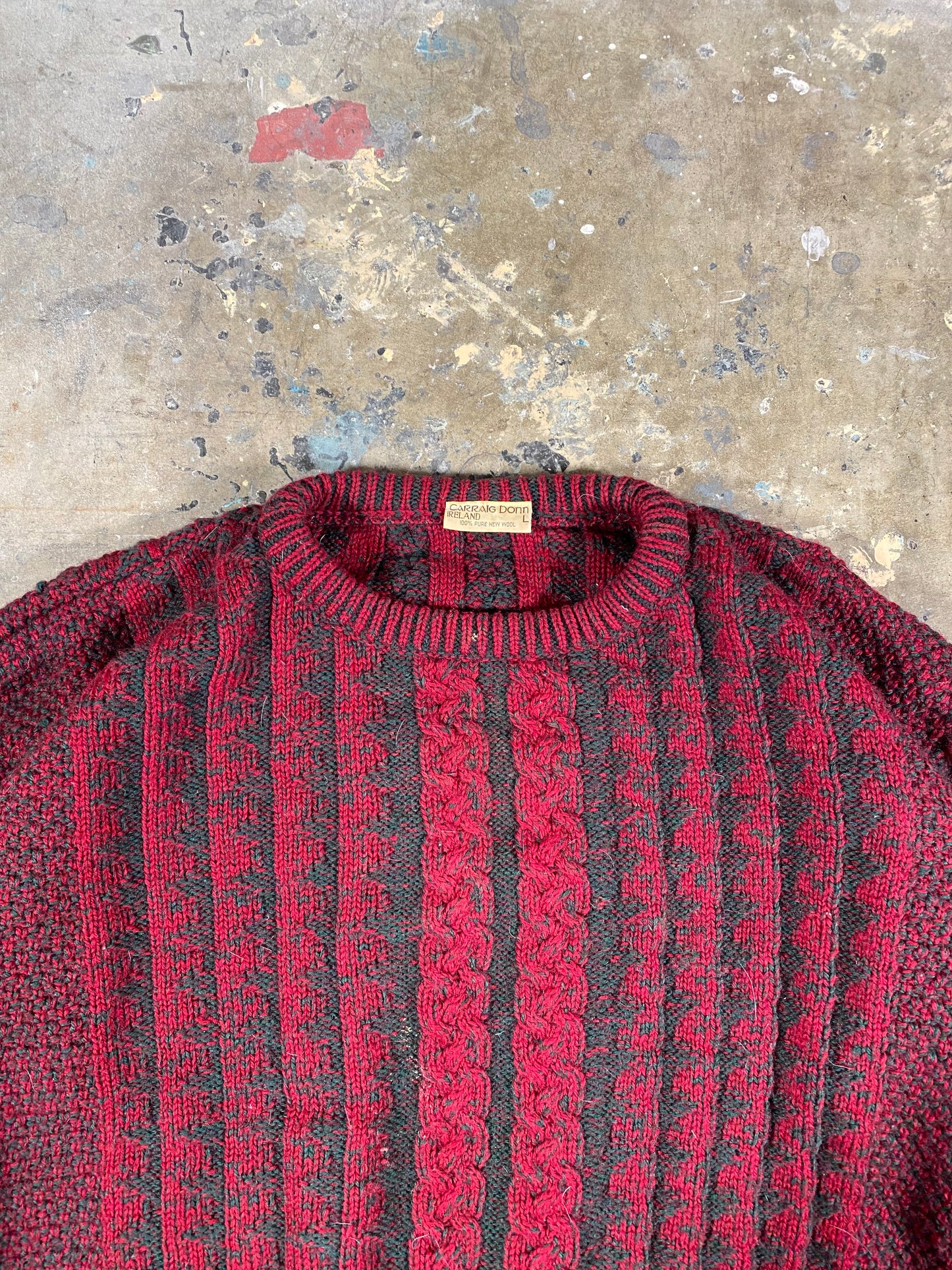 100% Wool 3D Cable Knit (L)