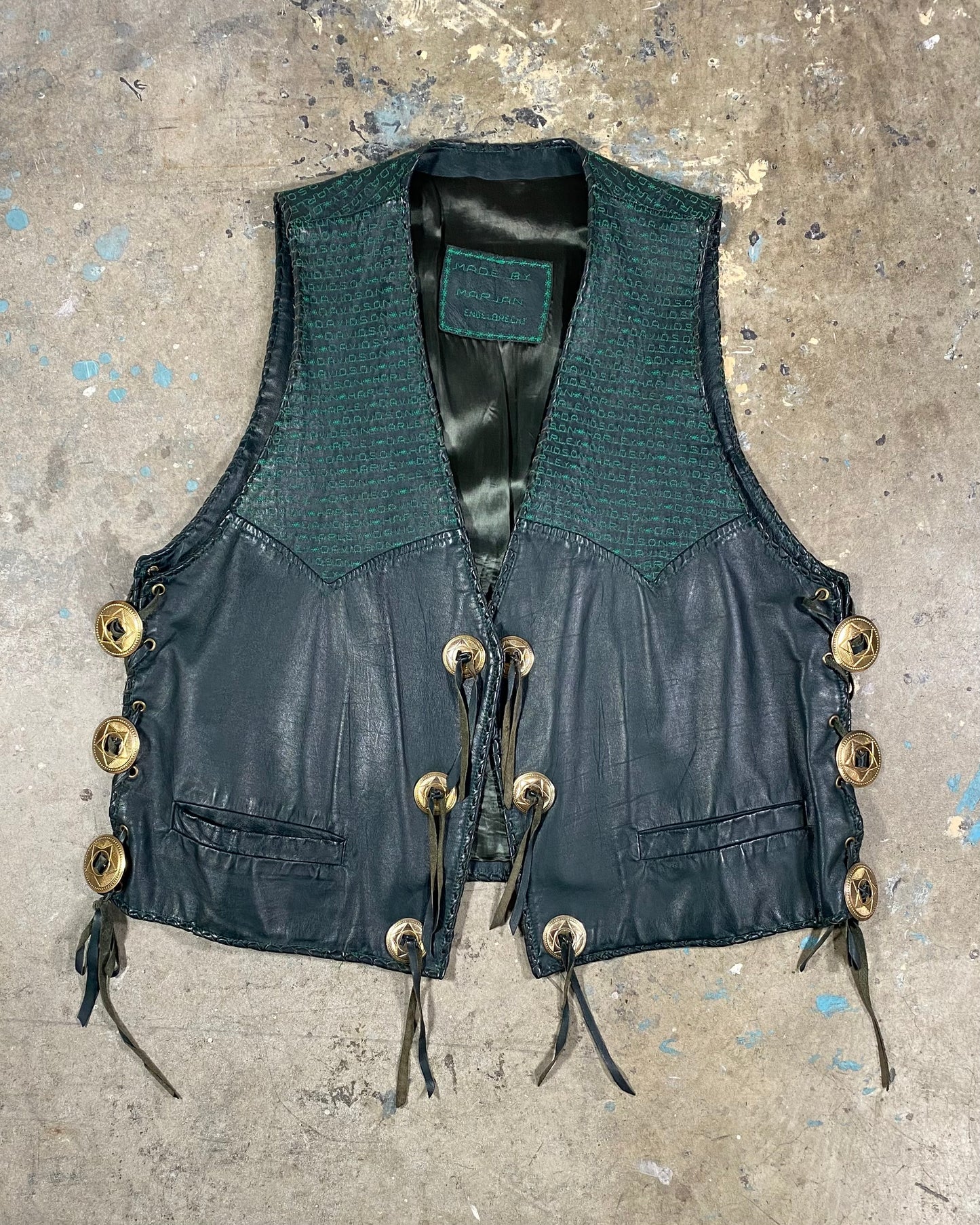 90s Harley Davidson Stitched Leather Vest (XXL)