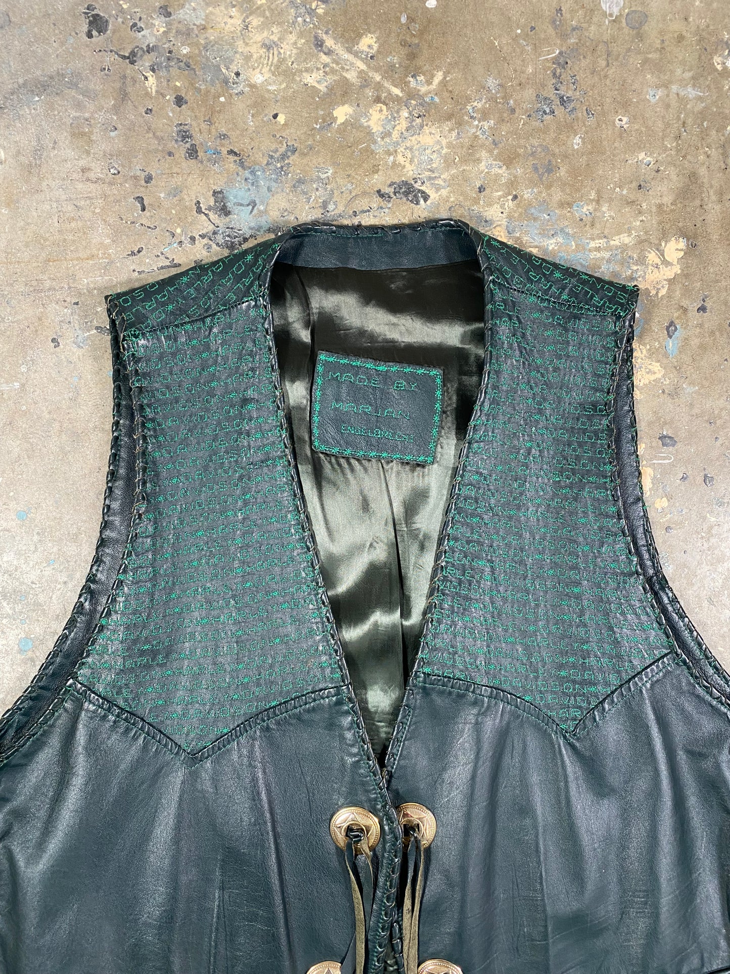 90s Harley Davidson Stitched Leather Vest (XXL)
