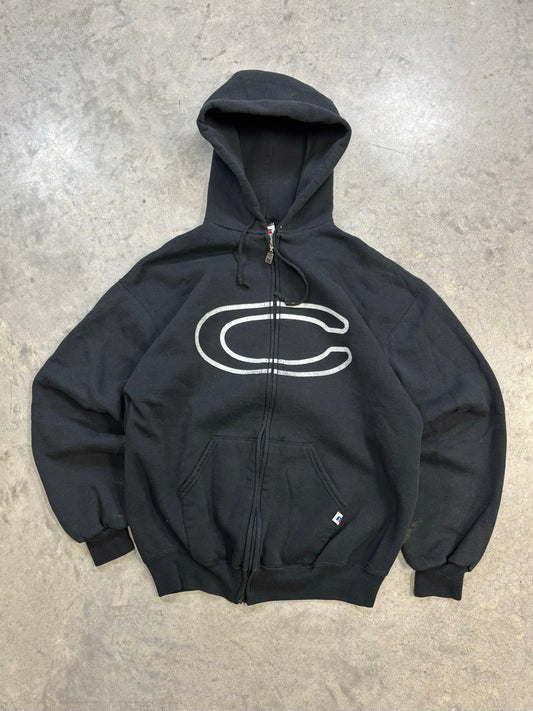 90s Black Russell 'C' Zip Up (L)