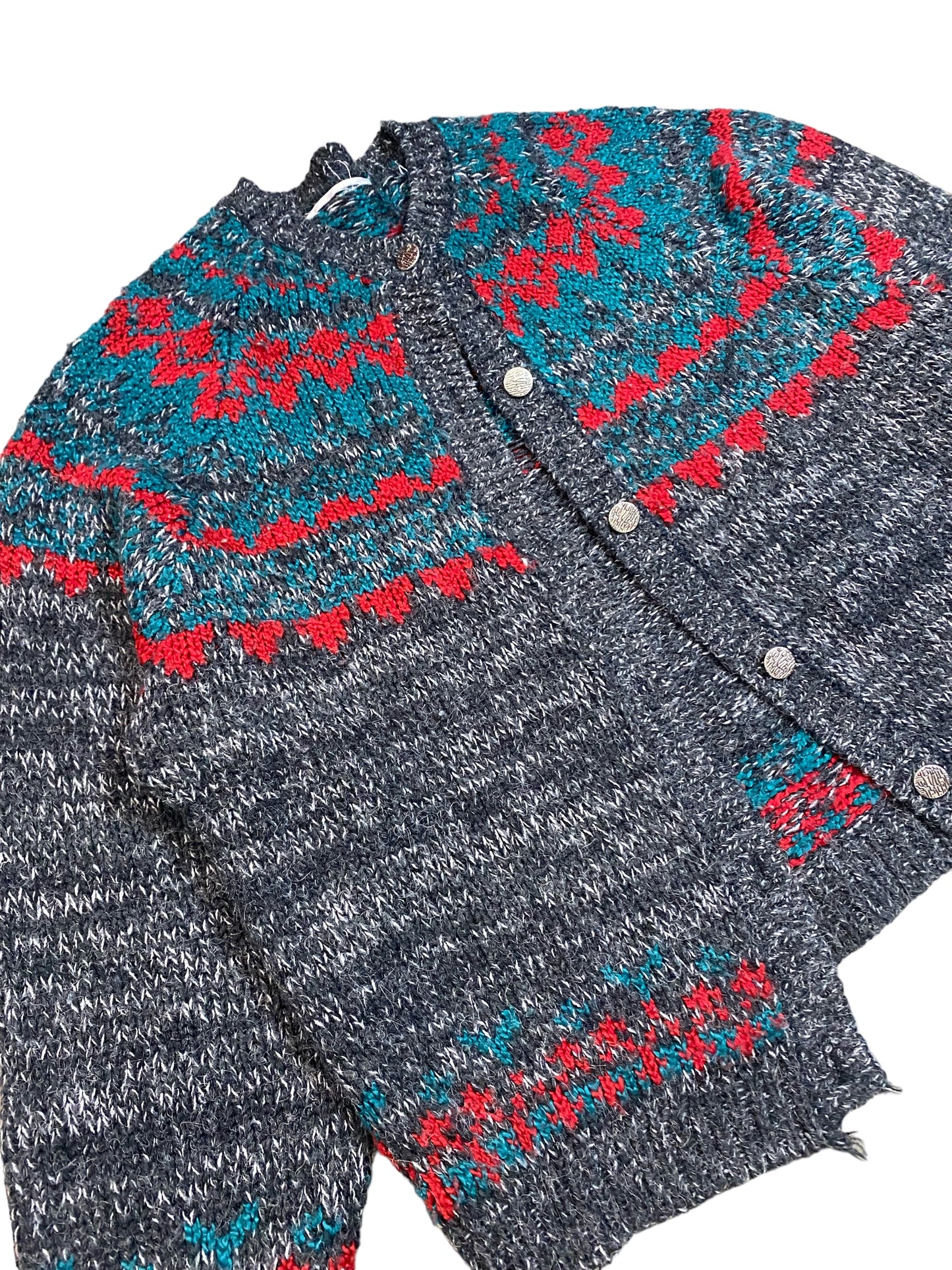 90s Wool Knit Holiday Cardigan (L)